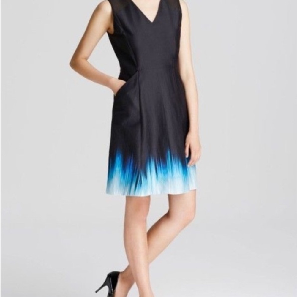 T Tahari Black and Blue Ombre Mini Dress